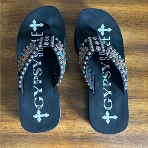 Black Embellished Women's Sandals by Gypsy Soule